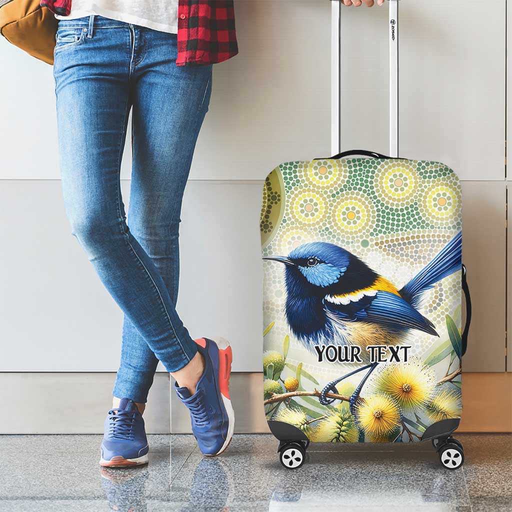 Splendid Fairy-wren Personalised Luggage Cover Aboriginal Australian Dot Painting - Aussie Hoodie