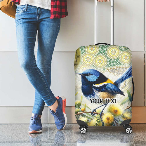 Splendid Fairy-wren Personalised Luggage Cover Aboriginal Australian Dot Painting - Aussie Hoodie