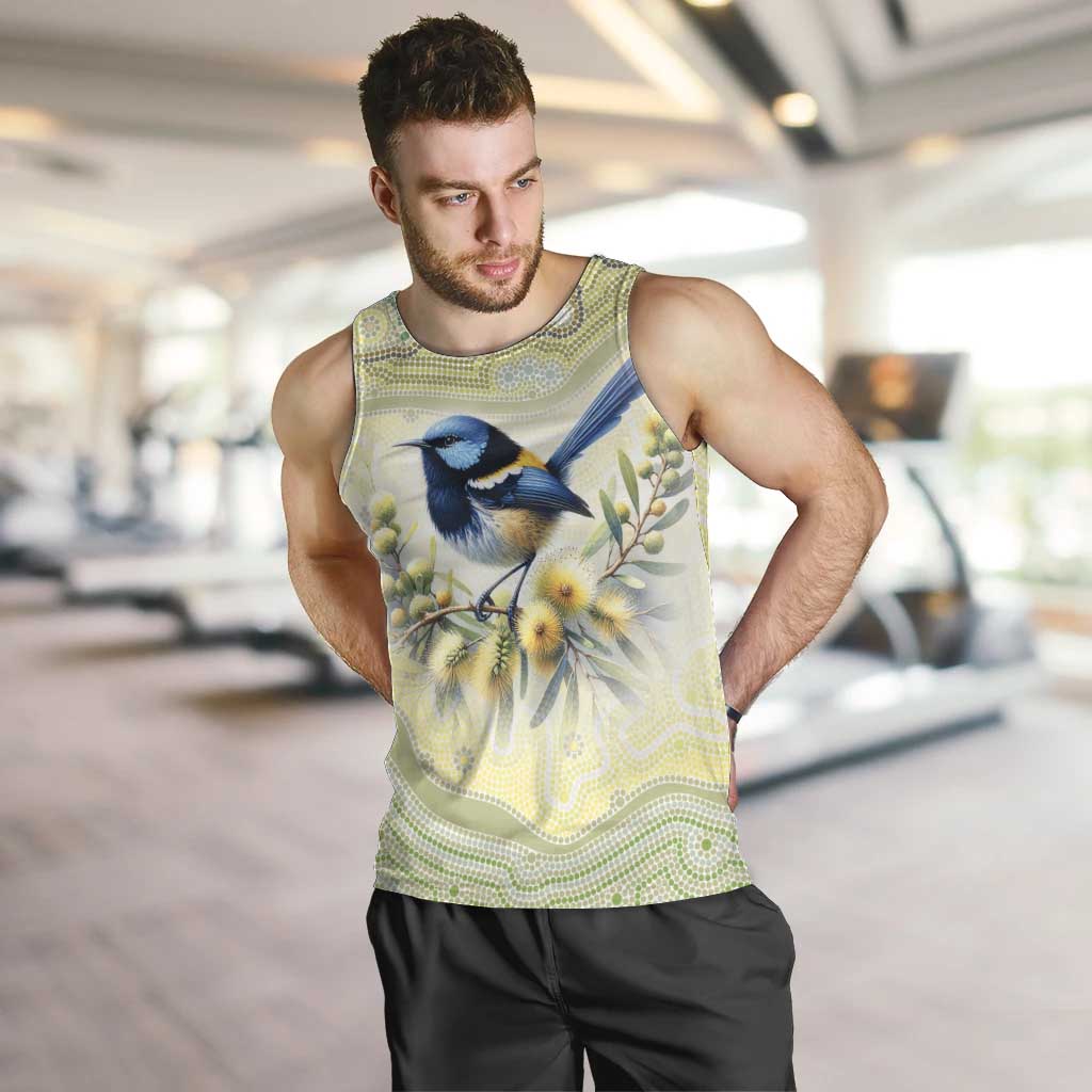 Splendid Fairy-wren Personalised Men Tank Top Aboriginal Australian Dot Painting - Aussie Hoodie