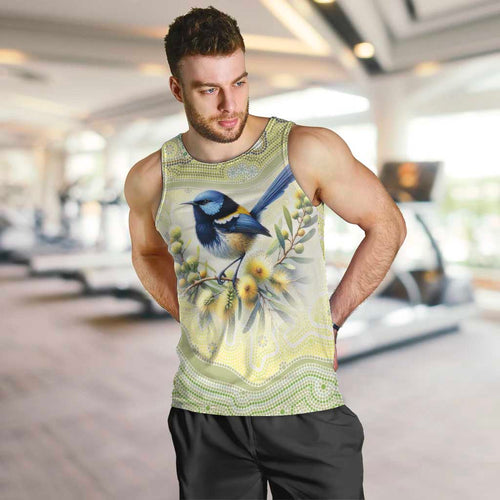Splendid Fairy-wren Personalised Men Tank Top Aboriginal Australian Dot Painting - Aussie Hoodie