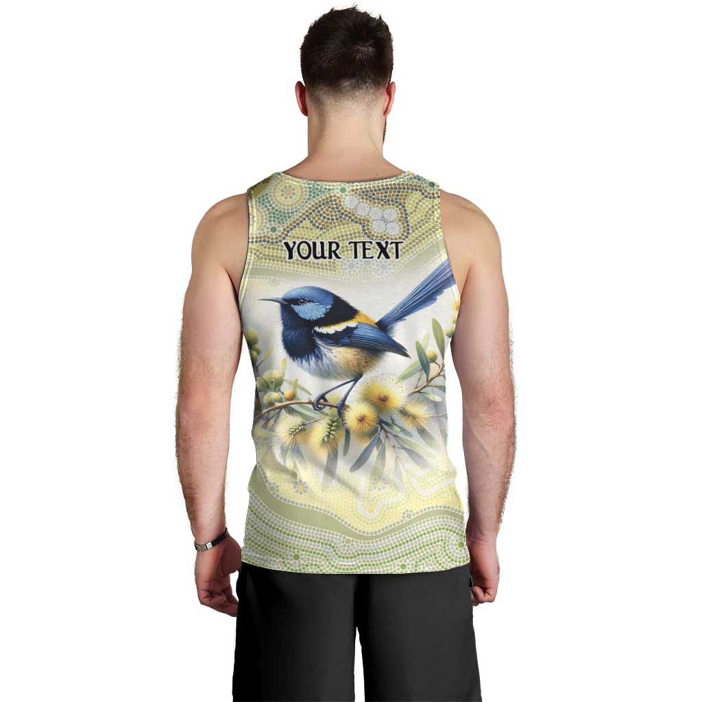 Splendid Fairy-wren Personalised Men Tank Top Aboriginal Australian Dot Painting - Aussie Hoodie