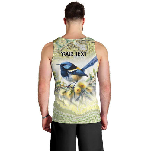 Splendid Fairy-wren Personalised Men Tank Top Aboriginal Australian Dot Painting - Aussie Hoodie