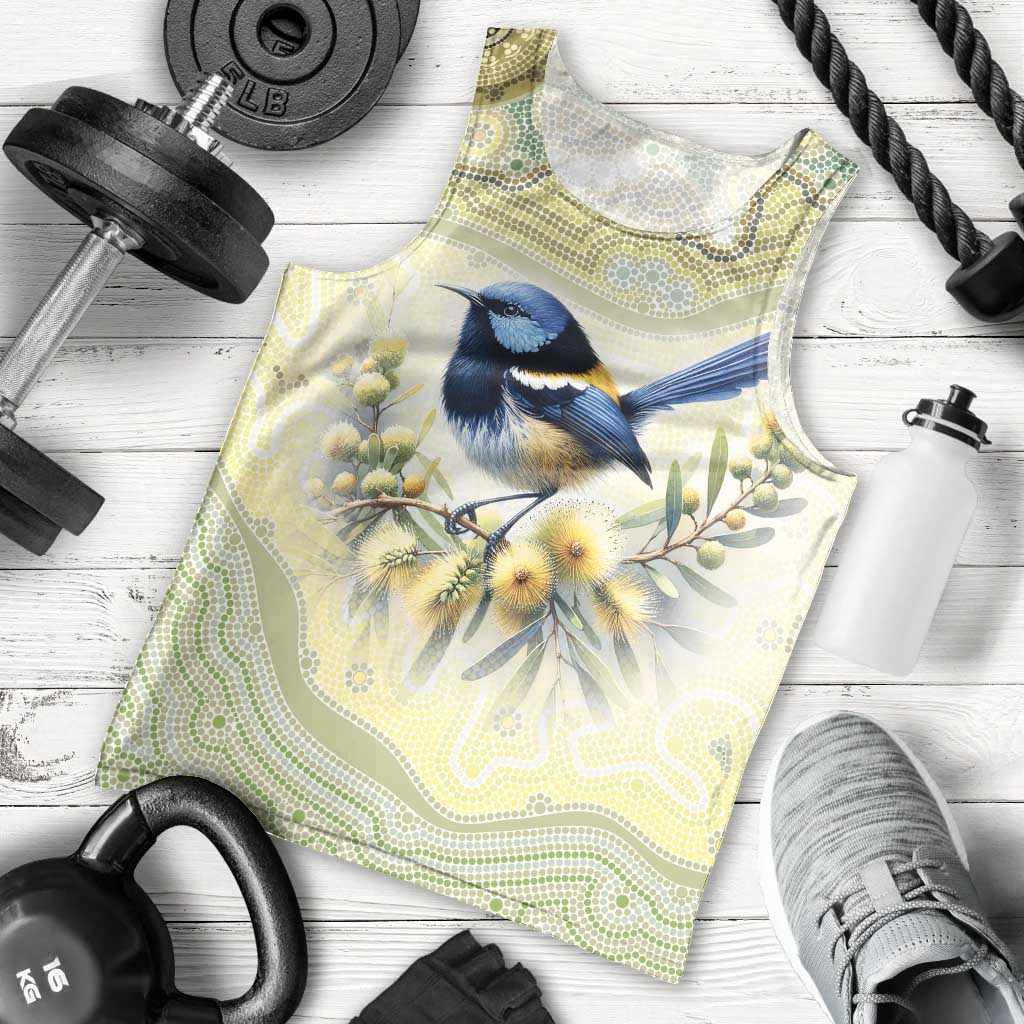 Splendid Fairy-wren Personalised Men Tank Top Aboriginal Australian Dot Painting - Aussie Hoodie