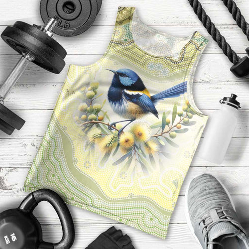 Splendid Fairy-wren Personalised Men Tank Top Aboriginal Australian Dot Painting - Aussie Hoodie