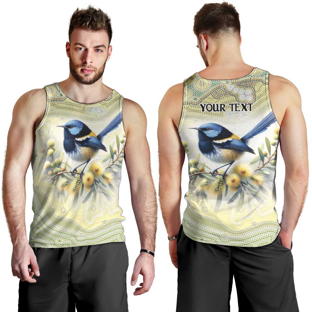 Splendid Fairy-wren Personalised Men Tank Top Aboriginal Australian Dot Painting - Aussie Hoodie