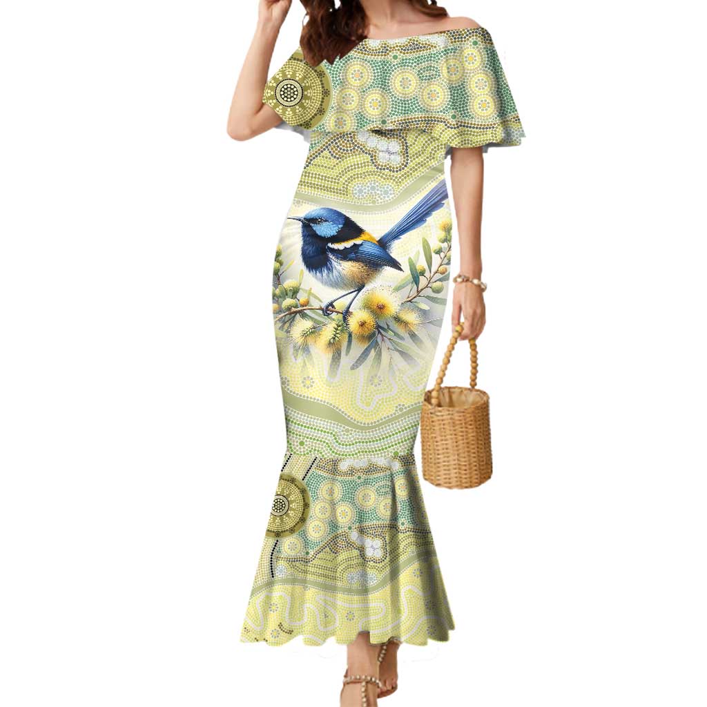 Splendid Fairy-wren Personalised Mermaid Dress Aboriginal Australian Dot Painting - Aussie Hoodie