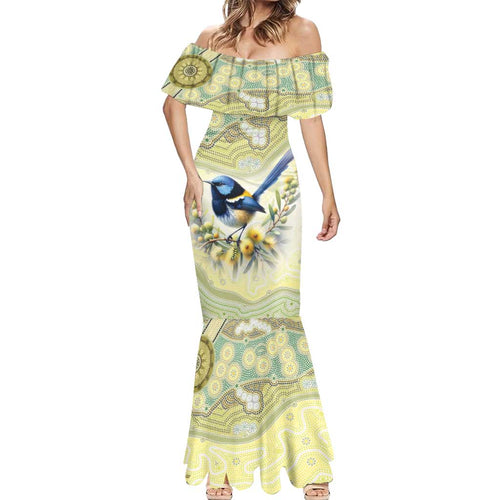 Splendid Fairy-wren Personalised Mermaid Dress Aboriginal Australian Dot Painting - Aussie Hoodie
