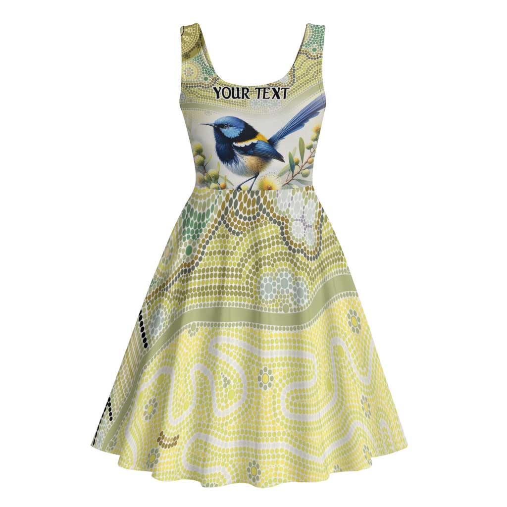 Splendid Fairy-wren Personalised Midi Dress Aboriginal Australian Dot Painting - Aussie Hoodie