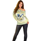 Splendid Fairy-wren Personalised Off Shoulder Sweater Aboriginal Australian Dot Painting - Aussie Hoodie