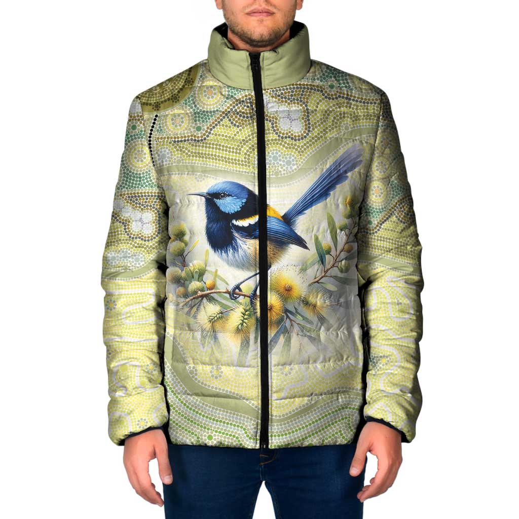 Splendid Fairy-wren Personalised Padded Jacket Aboriginal Australian Dot Painting - Aussie Hoodie