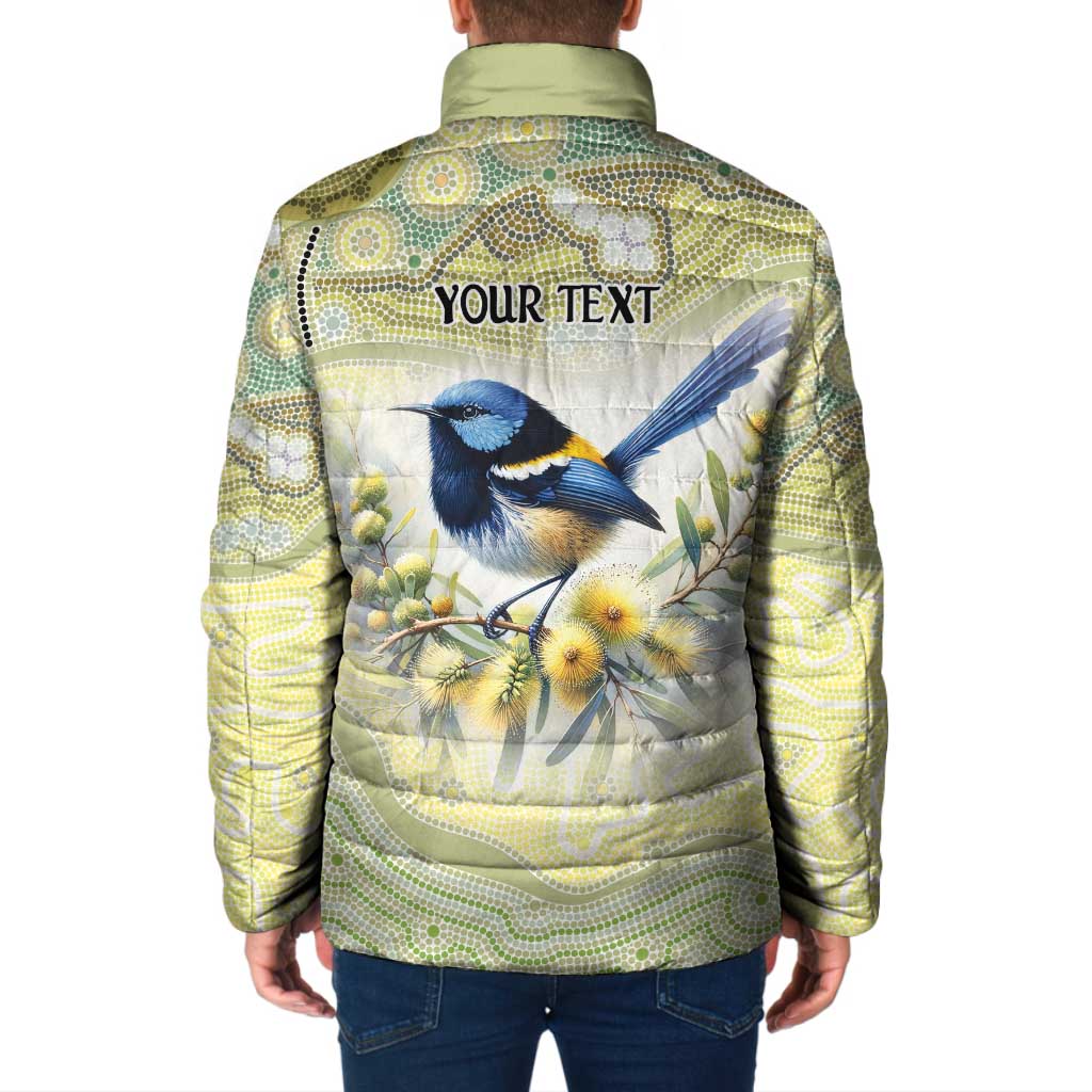 Splendid Fairy-wren Personalised Padded Jacket Aboriginal Australian Dot Painting - Aussie Hoodie