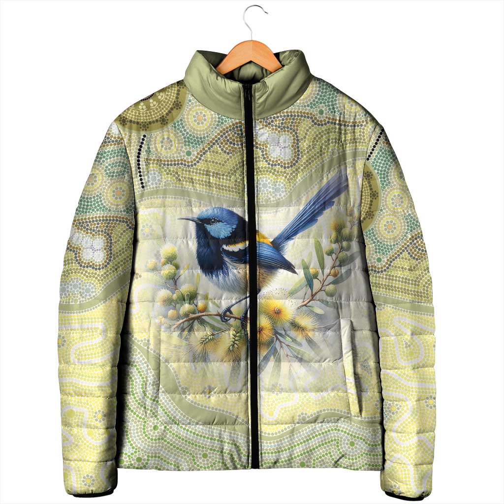 Splendid Fairy-wren Personalised Padded Jacket Aboriginal Australian Dot Painting - Aussie Hoodie