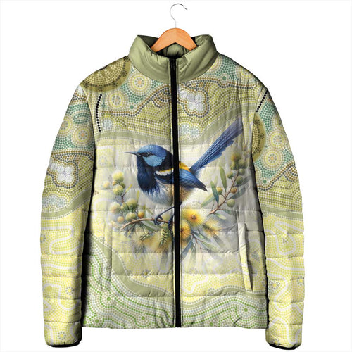 Splendid Fairy-wren Personalised Padded Jacket Aboriginal Australian Dot Painting - Aussie Hoodie