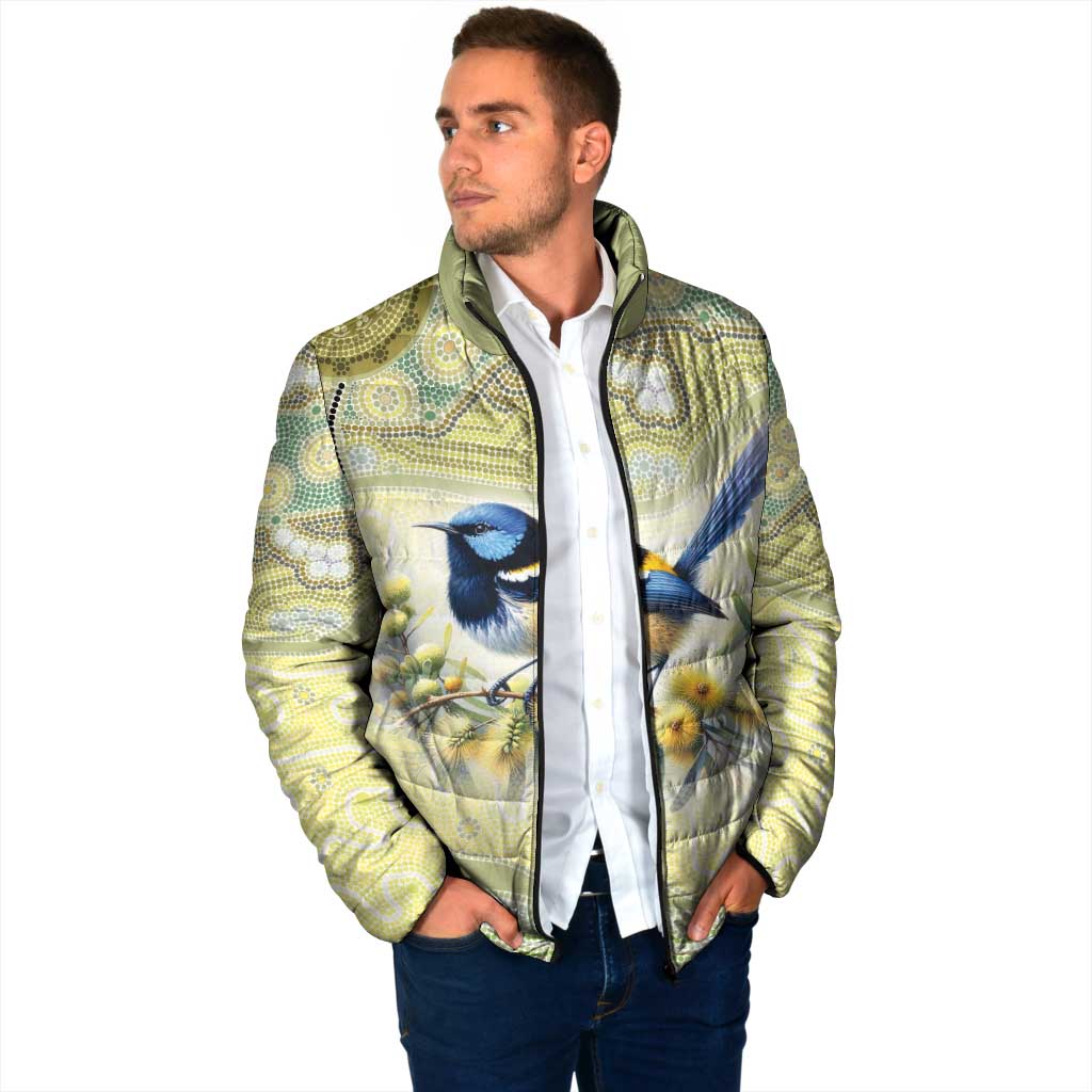 Splendid Fairy-wren Personalised Padded Jacket Aboriginal Australian Dot Painting - Aussie Hoodie