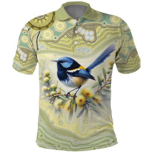 Splendid Fairy-wren Personalised Polo Shirt Aboriginal Australian Dot Painting - Aussie Hoodie