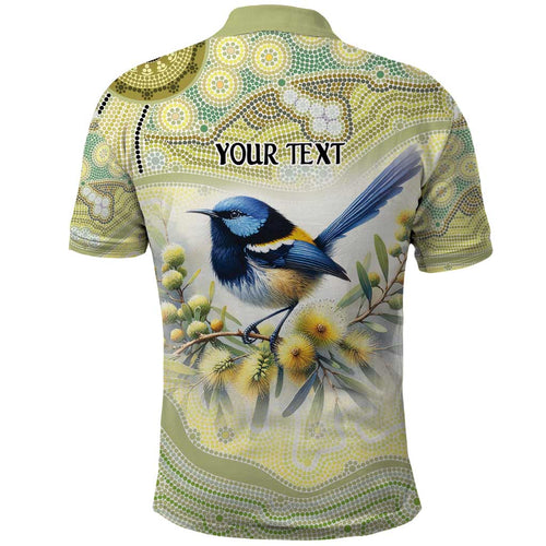 Splendid Fairy-wren Personalised Polo Shirt Aboriginal Australian Dot Painting - Aussie Hoodie