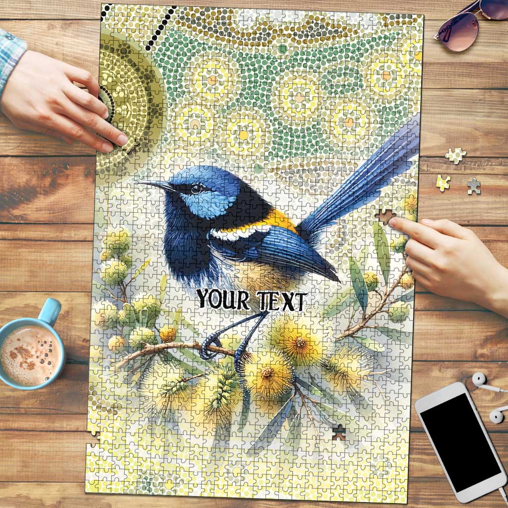 Splendid Fairy-wren Personalised Puzzle Aboriginal Australian Dot Painting - Aussie Hoodie