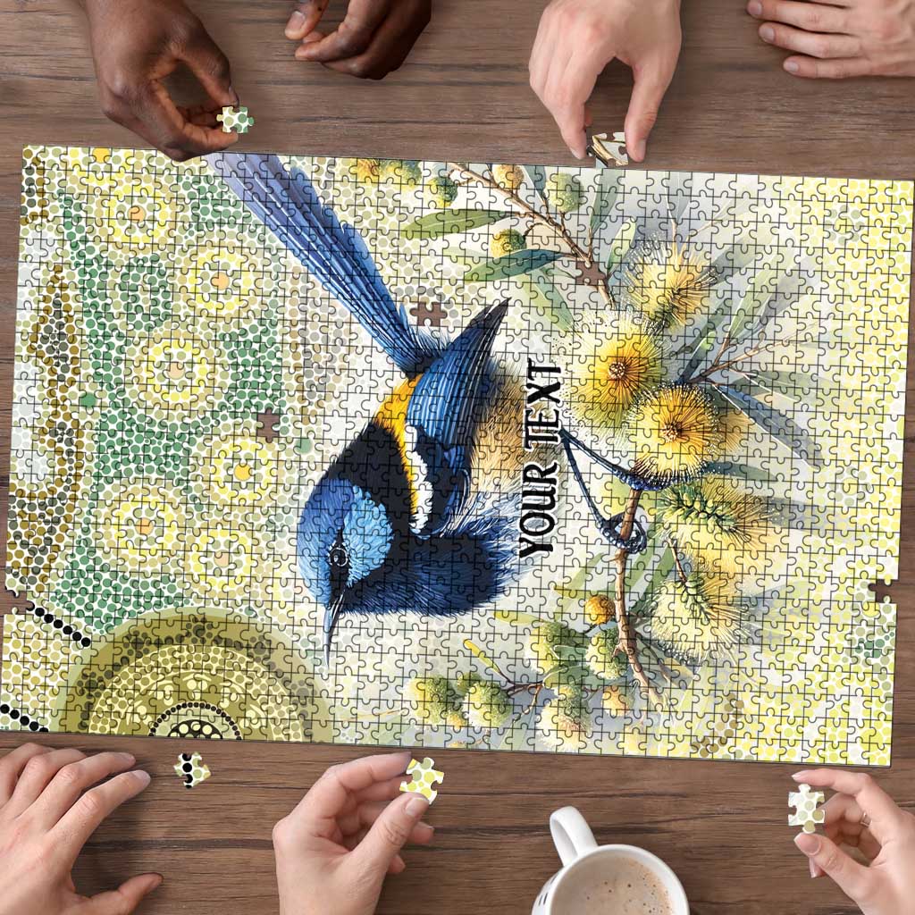 Splendid Fairy-wren Personalised Puzzle Aboriginal Australian Dot Painting - Aussie Hoodie