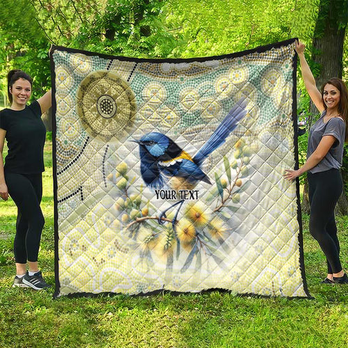 Splendid Fairy-wren Personalised Quilt Aboriginal Australian Dot Painting - Aussie Hoodie