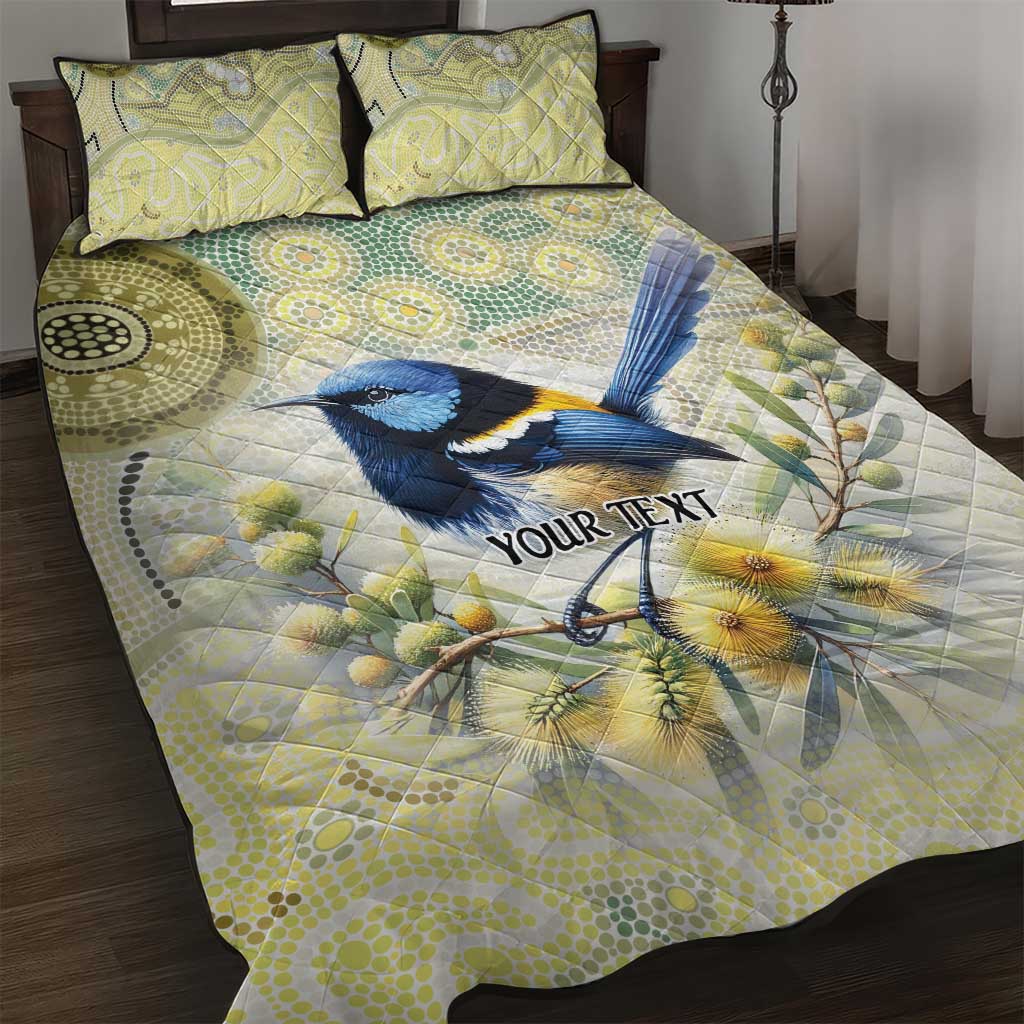 Splendid Fairy-wren Personalised Quilt Bed Set Aboriginal Australian Dot Painting - Aussie Hoodie