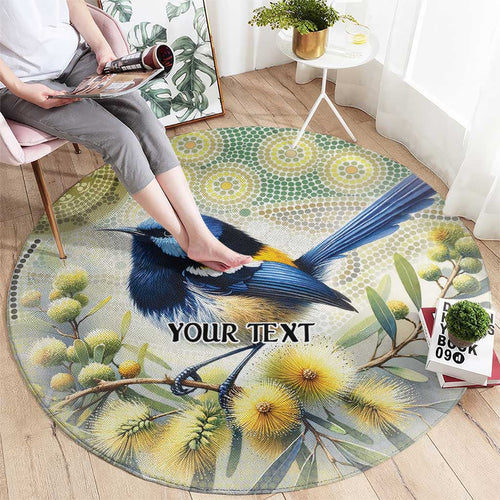 Splendid Fairy-wren Personalised Round Carpet Aboriginal Australian Dot Painting - Aussie Hoodie
