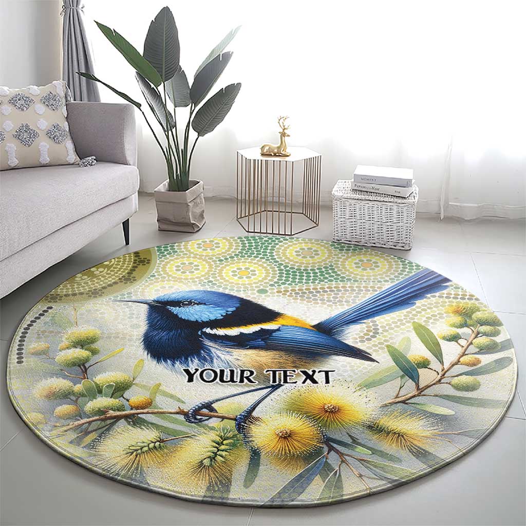 Splendid Fairy-wren Personalised Round Carpet Aboriginal Australian Dot Painting - Aussie Hoodie