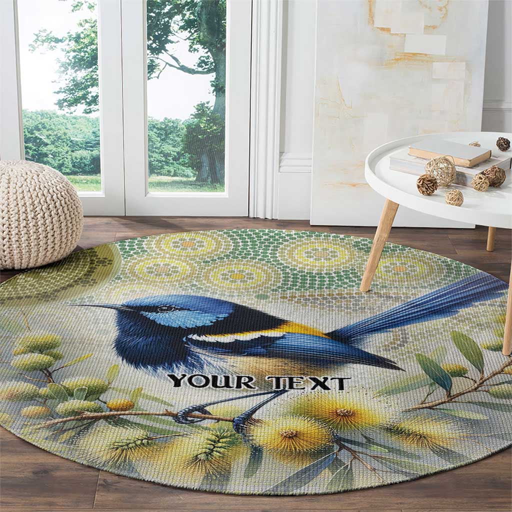 Splendid Fairy-wren Personalised Round Carpet Aboriginal Australian Dot Painting - Aussie Hoodie