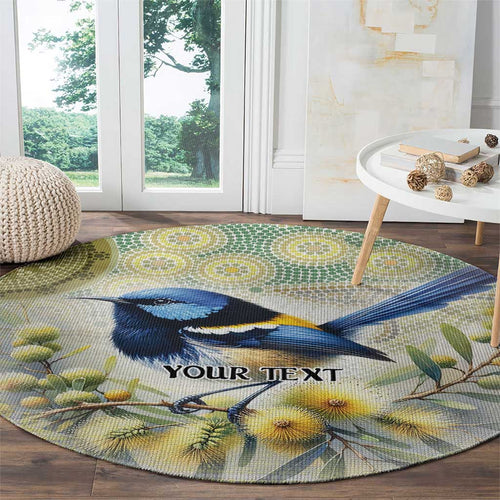 Splendid Fairy-wren Personalised Round Carpet Aboriginal Australian Dot Painting - Aussie Hoodie