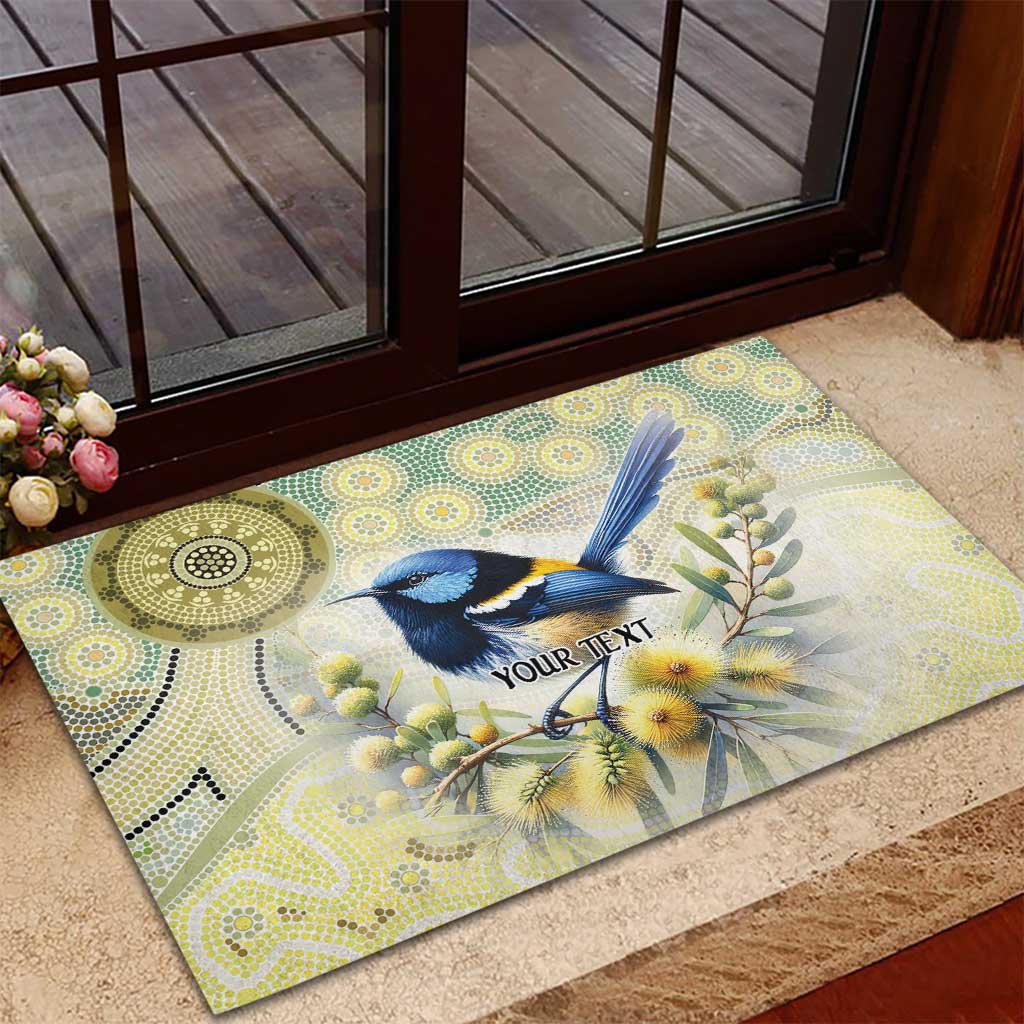 Splendid Fairy-wren Personalised Rubber Doormat Aboriginal Australian Dot Painting - Aussie Hoodie