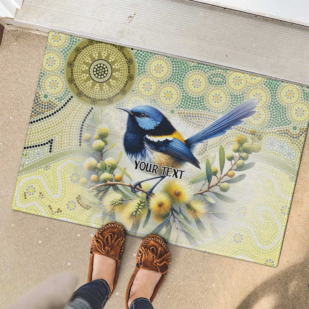 Splendid Fairy-wren Personalised Rubber Doormat Aboriginal Australian Dot Painting - Aussie Hoodie