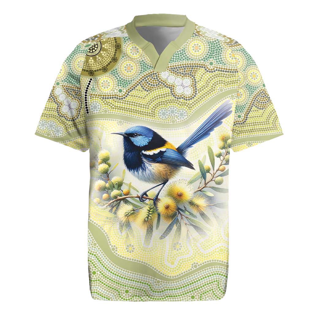 Splendid Fairy-wren Personalised Rugby Jersey Aboriginal Australian Dot Painting - Aussie Hoodie