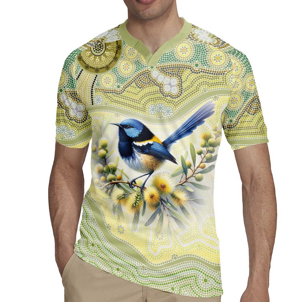 Splendid Fairy-wren Personalised Rugby Jersey Aboriginal Australian Dot Painting - Aussie Hoodie