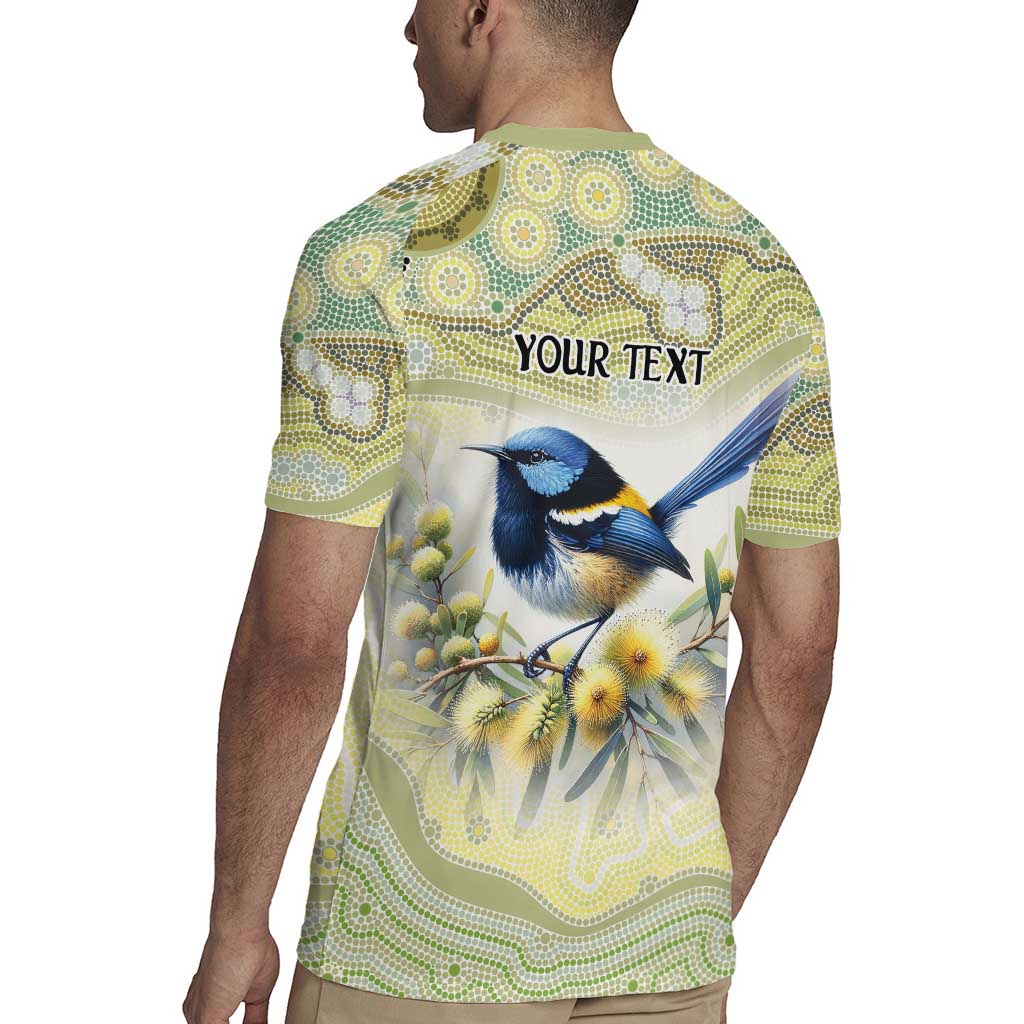 Splendid Fairy-wren Personalised Rugby Jersey Aboriginal Australian Dot Painting - Aussie Hoodie