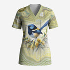 Splendid Fairy-wren Personalised Scrub Top Aboriginal Australian Dot Painting - Aussie Hoodie