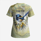 Splendid Fairy-wren Personalised Scrub Top Aboriginal Australian Dot Painting - Aussie Hoodie
