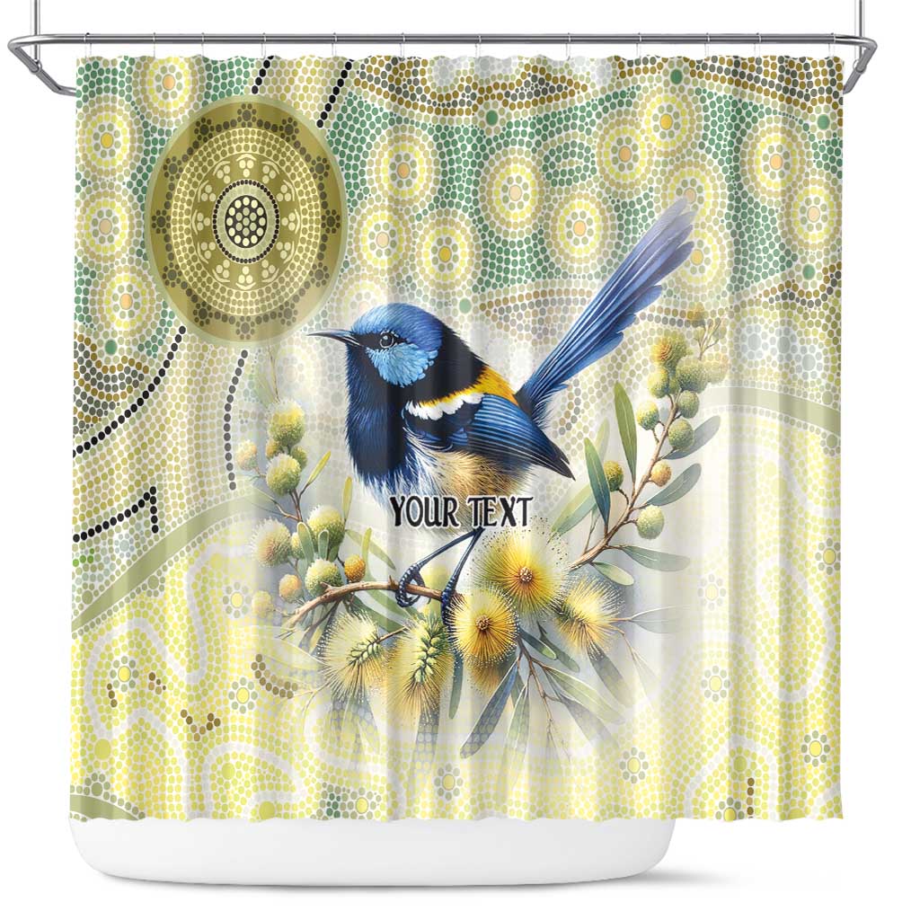 Splendid Fairy-wren Personalised Shower Curtain Aboriginal Australian Dot Painting - Aussie Hoodie