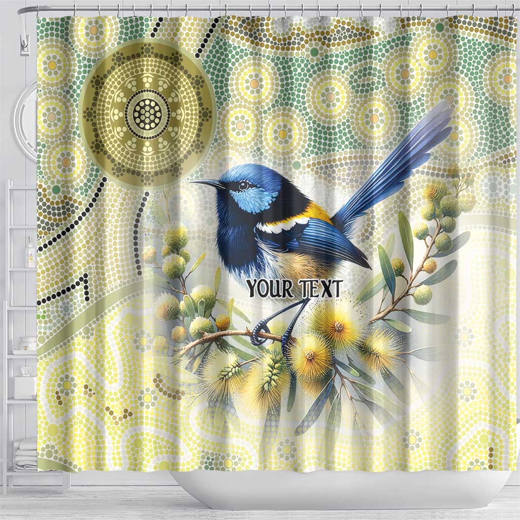 Splendid Fairy-wren Personalised Shower Curtain Aboriginal Australian Dot Painting - Aussie Hoodie