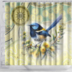 Splendid Fairy-wren Personalised Shower Curtain Aboriginal Australian Dot Painting - Aussie Hoodie
