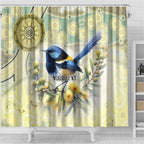 Splendid Fairy-wren Personalised Shower Curtain Aboriginal Australian Dot Painting - Aussie Hoodie