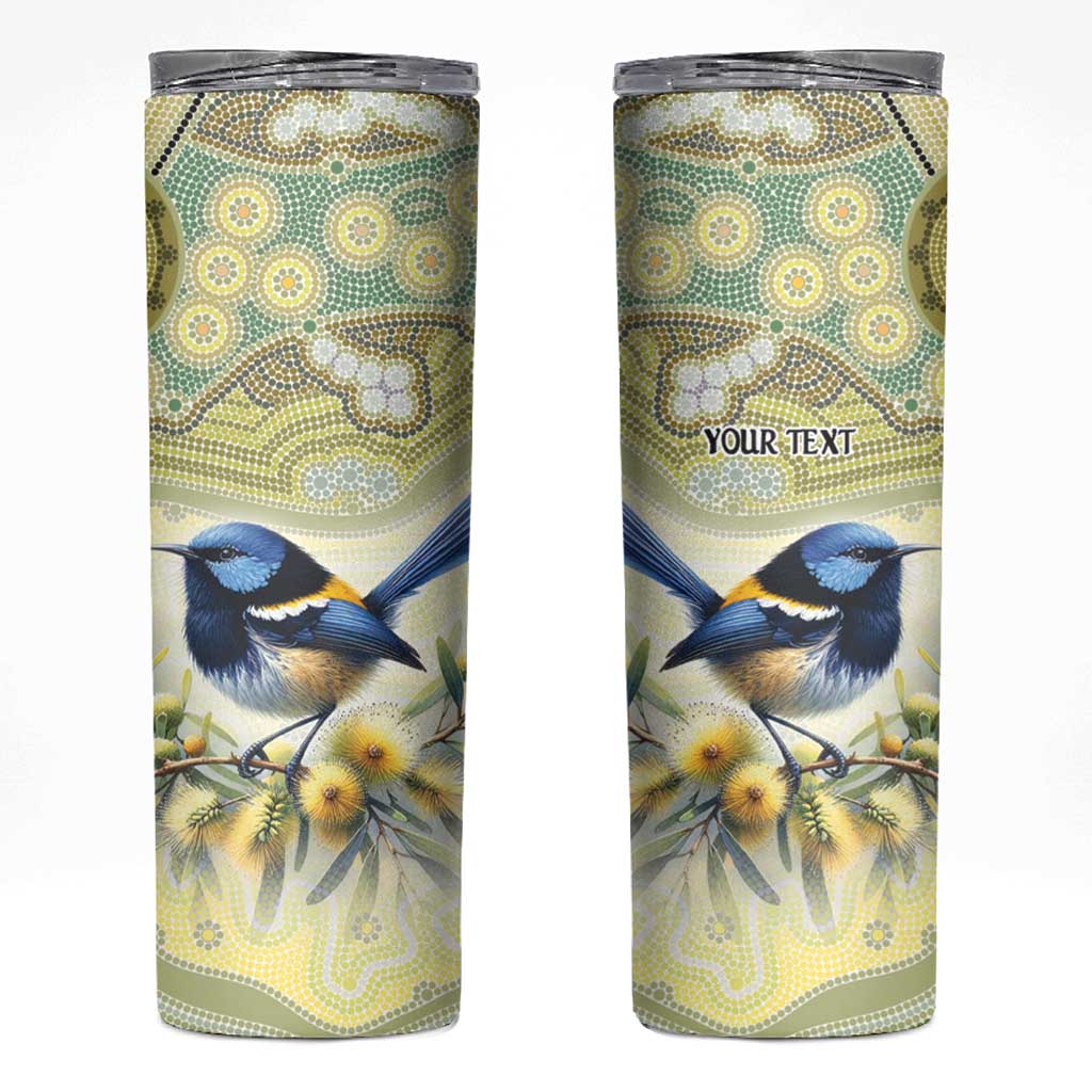 Splendid Fairy-wren Personalised Skinny Tumbler Aboriginal Australian Dot Painting - Aussie Hoodie