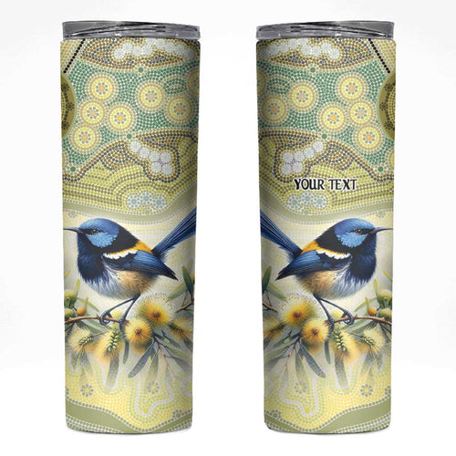 Splendid Fairy-wren Personalised Skinny Tumbler Aboriginal Australian Dot Painting - Aussie Hoodie