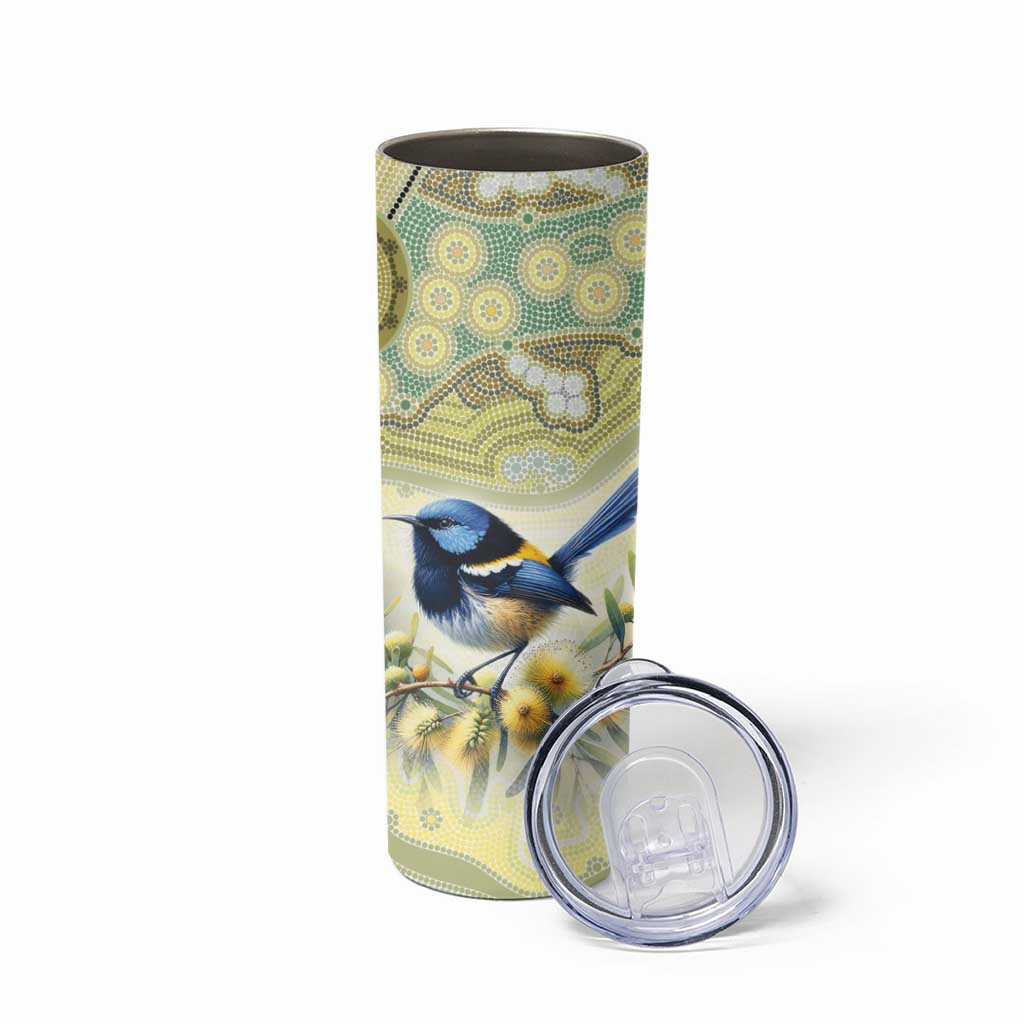 Splendid Fairy-wren Personalised Skinny Tumbler Aboriginal Australian Dot Painting - Aussie Hoodie