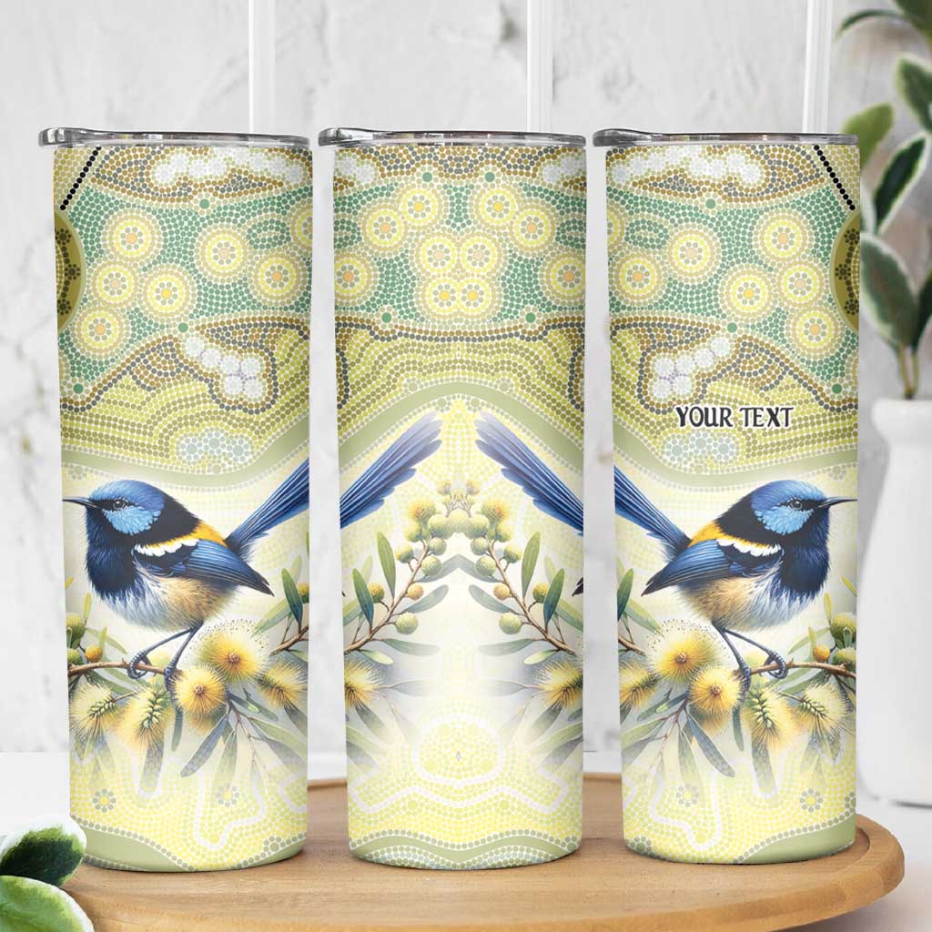 Splendid Fairy-wren Personalised Skinny Tumbler Aboriginal Australian Dot Painting - Aussie Hoodie
