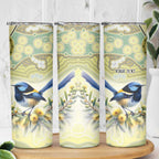 Splendid Fairy-wren Personalised Skinny Tumbler Aboriginal Australian Dot Painting - Aussie Hoodie