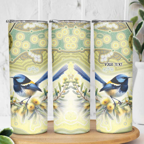 Splendid Fairy-wren Personalised Skinny Tumbler Aboriginal Australian Dot Painting - Aussie Hoodie
