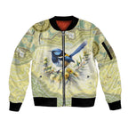 Splendid Fairy-wren Personalised Sleeve Zip Bomber Jacket Aboriginal Australian Dot Painting - Aussie Hoodie