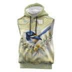 Splendid Fairy-wren Personalised Sleeveless Hoodie Aboriginal Australian Dot Painting - Aussie Hoodie