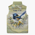 Splendid Fairy-wren Personalised Sleeveless Puffer Jacket Aboriginal Australian Dot Painting - Aussie Hoodie