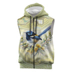 Splendid Fairy-wren Personalised Sleeveless Zip Hoodie Aboriginal Australian Dot Painting LT9