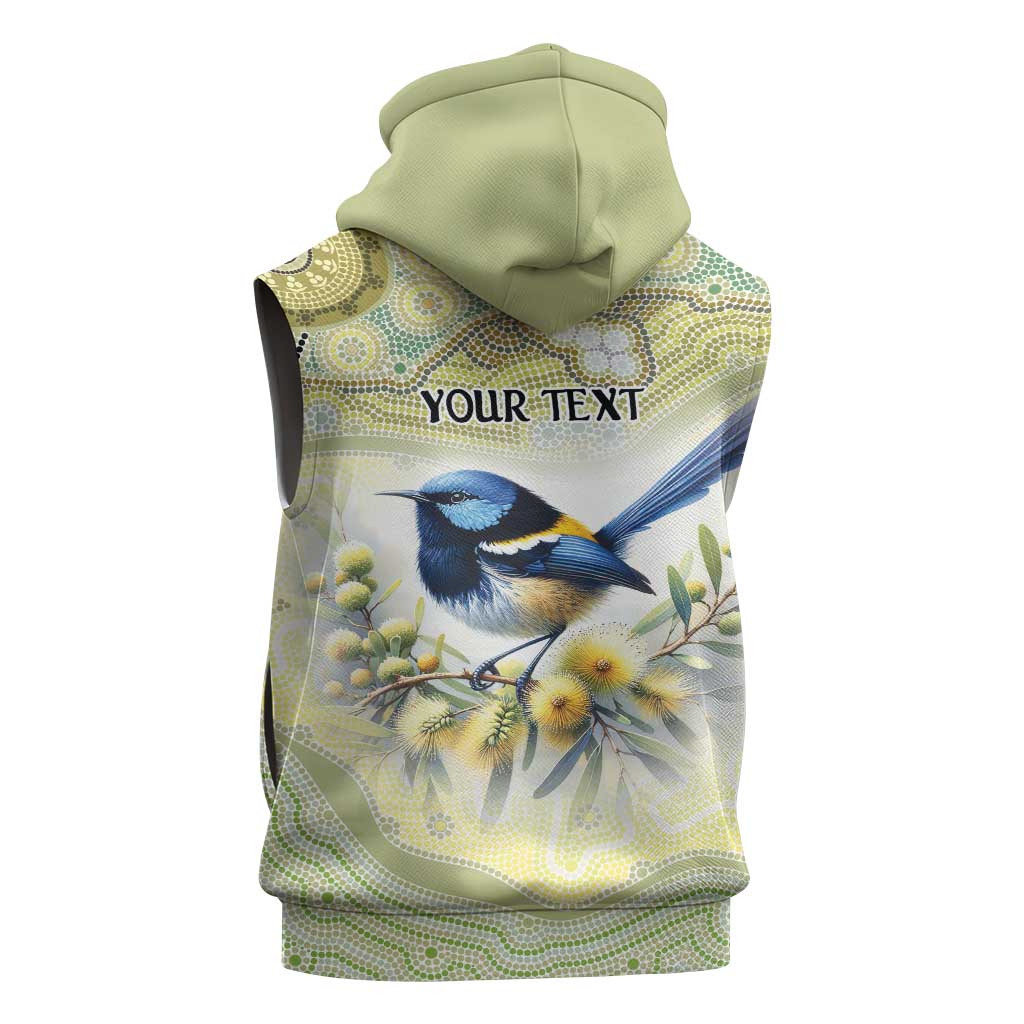 Splendid Fairy-wren Personalised Sleeveless Zip Hoodie Aboriginal Australian Dot Painting LT9